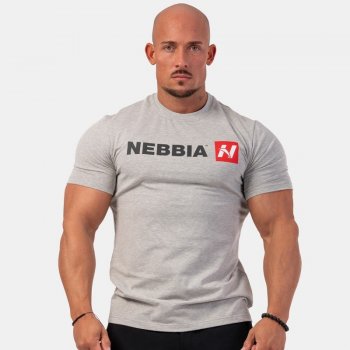 Nebbia pánské fitness tričko Red N 292 light grey