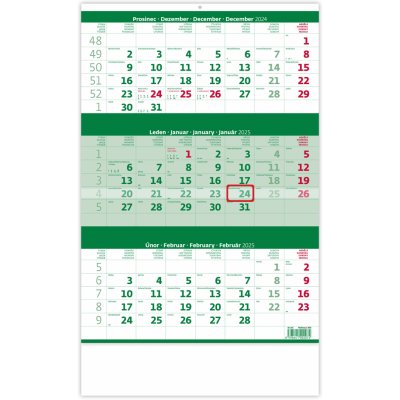 Nástěnný Tříměsíční zelený 2025 – Hledejceny.cz