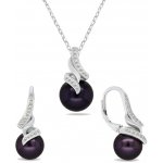 Brilio Silver Elegantní set šperků s tmavými perlami SET298WBC – Zboží Dáma