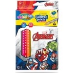 Colorino Marvel Avengers pastelky trojhranné s ořezávátkem 12 barev + oboustr. stříbrná/zlatá R91390PTR