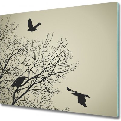 Sklenena krajeci deska Vrány na stromě 60x52 cm – Hledejceny.cz
