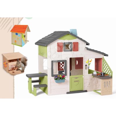 Smoby Set domeček Přátel a dřevěná ptačí budka Friends House Life s krmítkem pro veverku rozšiřitelný s kuchyňkou – Zboží Dáma