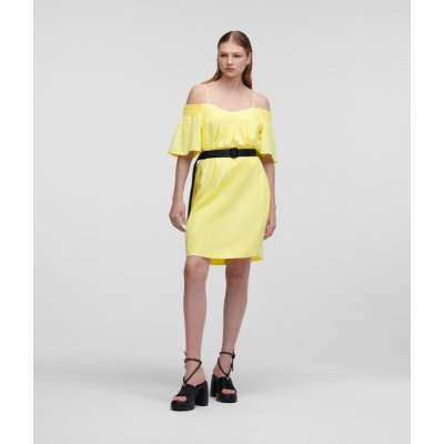 Karl Lagerfeld Linen Blend Dress W/belt žlutá