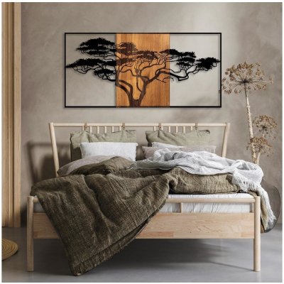 Asir | Nástěnná dekorace 147x70 cm strom dřevo/kov | AS1689 – Zbozi.Blesk.cz