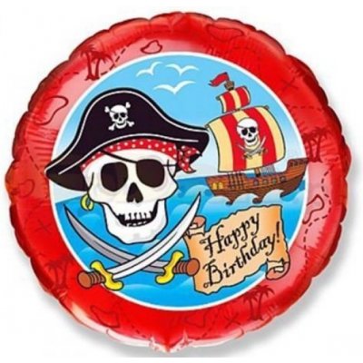 Flexmetal Foliový balonek Piratský Happy Birthday 45 cm - Nebalený – Zboží Mobilmania
