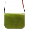 Kabelka Vera Pelle kožená malá dámská crossbody kabelka olivová zelená s červeným páskem