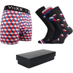 Lonka pánské ponožky LONKA Wearel 3 páry + boxerky VoXX Kvido červená ponožky