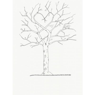 Svatba-eshop Svatební strom černobílý s ptáčky A3 - svatební stromy – Zboží Mobilmania