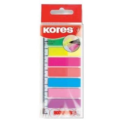 KORES Neonové záložky Index Strips na pravítku 45x12 mm / 8 barev / 25 lístků á barva – Zboží Dáma