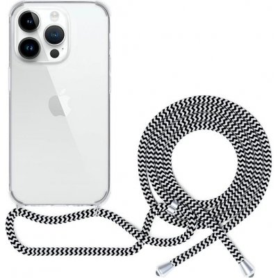 Pouzdro Epico transparentní se šňůrkou iPhone 13 Pro Max - černo-bílé