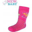 NEW BABY dětské bavlněné ponožky růžové s pruhy butterfly růžové