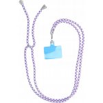 Šňůrka na telefon s nastavitelnou délkou(délka 165 cm ,max 82,5 cm ve smyčce) Bílo-fialová – Zboží Živě