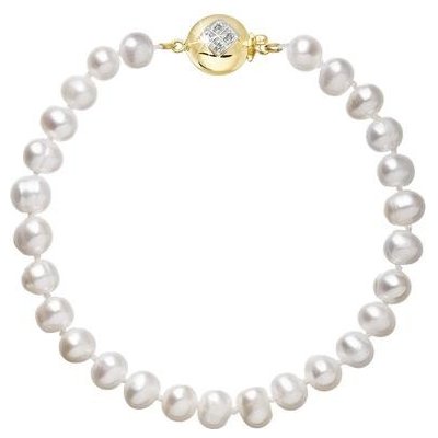 Evolution Group perlový náramek z říčních perel se zapínáním ze 14 karátového zlata 923001.1/9270A bílý