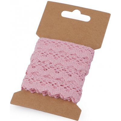 Bavlněná krajka paličkovaná šíře 15 mm Varianta: 31 růžová sv., Balení: 1 karta – Zboží Mobilmania