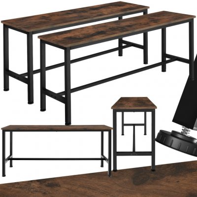 tectake 404547 2 lavičky fairfield industriální dřevo tmavé, rustikální – Sleviste.cz