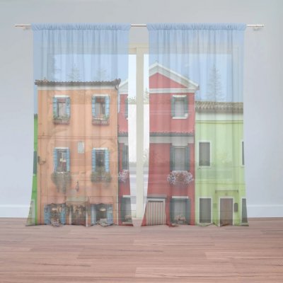 Sablio Záclony Domky: 2ks 150x250cm – Hledejceny.cz