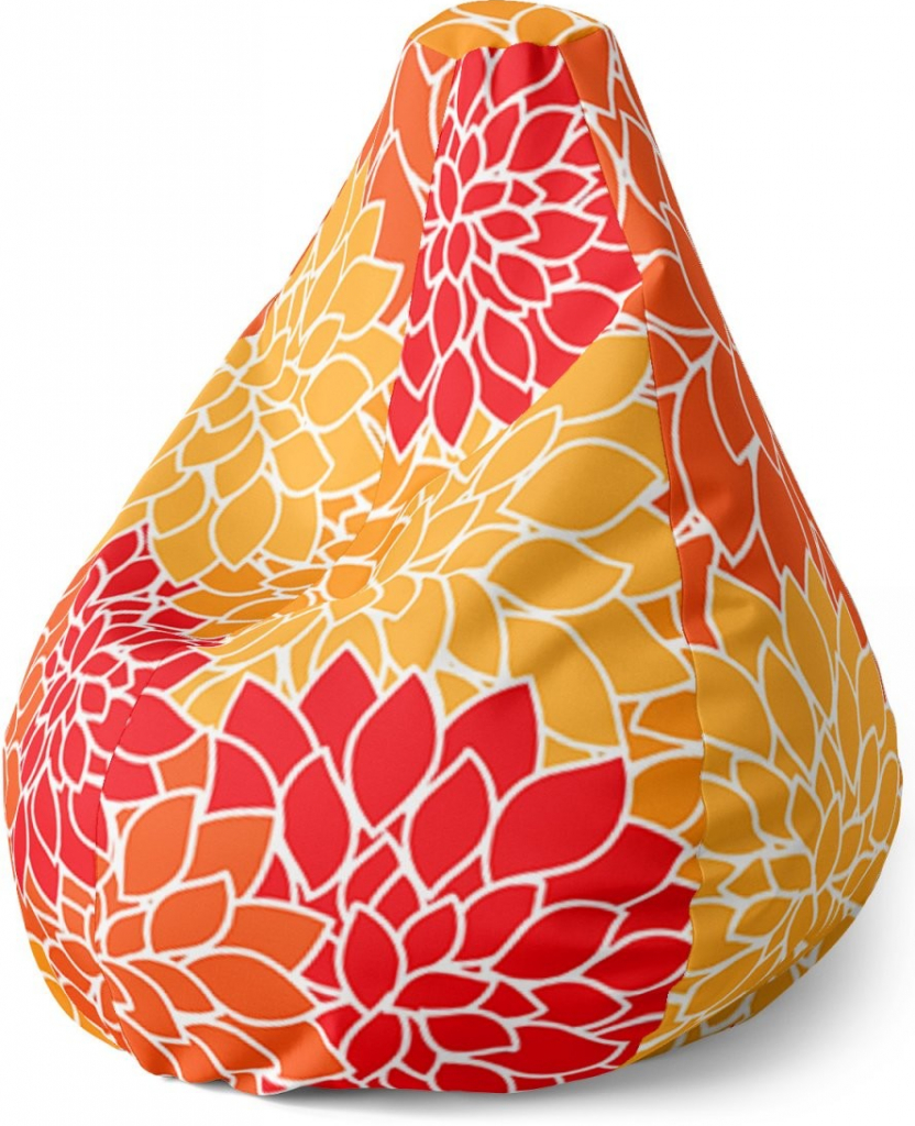 Sablio sedací vak Pear barevné květiny 140 x 100 x 25 cm