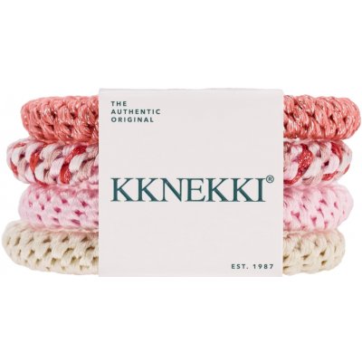 KKNEKKI Gumička do vlasů Kknekki no. 62 – set 4 ks, růžová barva, textil – Zboží Mobilmania