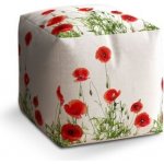 Sablio Taburet Cube Vlčí máky: 40x40x40 cm – Sleviste.cz
