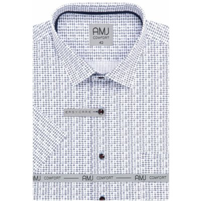 AMJ Comfort fit košile s krátkým rukávem bílá s modrým vzorem
