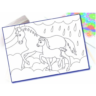 Radost v písku Šablona na pískování koně v dešti A5 148 x 210 mm – Sleviste.cz