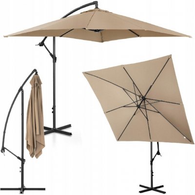 Uniprodo Boční slunečník UNI_UMBRELLA_SQ250TA, 250 x 250 cm, náklonem, s, světlehnědý - čtvercový – Zboží Dáma