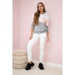 Tepláková souprava s mikinou s barevnými pruhy bílá+pudrově růžová – Zboží Dáma