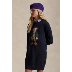 Polo Ralph Lauren dětské bavlněné šaty mini 313950801001 tmavomodrá