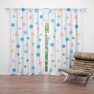 Sablio Závěs Barevné puntíky na bílé: 2ks 140x250cm – Hledejceny.cz