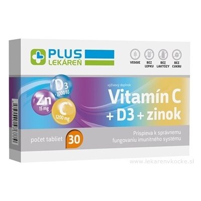 Plus Lékárna Vitamin C+D3 + zinek 30 ks – Hledejceny.cz