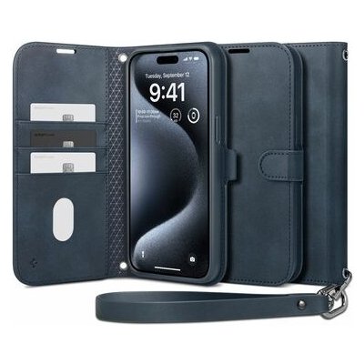 Spigen Wallet S Pro typu peněženka Apple iPhone 15 Pro Max modré – Zboží Mobilmania