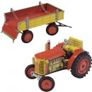 Plechová hračka Kovap Traktor Zetor s valníkem modrý na klíček