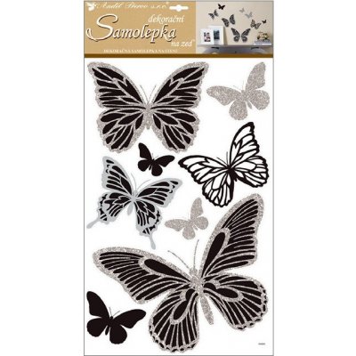 Anděl 10232 samolepící dekorace motýli se stříbrnými glitry 60x32 cm – Hledejceny.cz