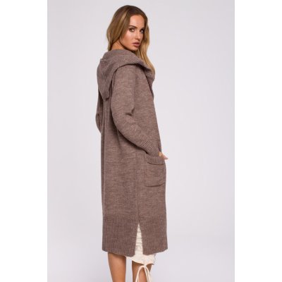 M596 Longline Hooded Cardigan mocca – Zbozi.Blesk.cz