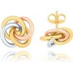 MINET Zlaté trojbarevné náušnice uzlíky JMG0299WTE00 – Zboží Mobilmania