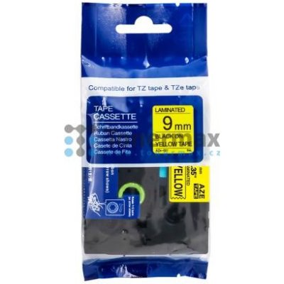 Kompatibilní Brother TZe-621 (AZe-621), 9 mm, laminovaná žlutá páska / černý tisk originální – Zboží Živě
