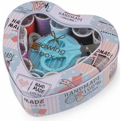Sada na šití v plechové krabičce - modré srdce – Zboží Dáma