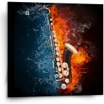 Sablio Obraz Ohnivý saxofon - 110x110 cm – Hledejceny.cz