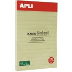 Samolepicí blok na poznámky, linkovaný, 100 × 150 mm, 100 listů, APLI „Classic“, žlutý 13370 – Hledejceny.cz