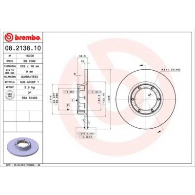 Brzdový kotouč BREMBO 08.2138.10 (08213810)