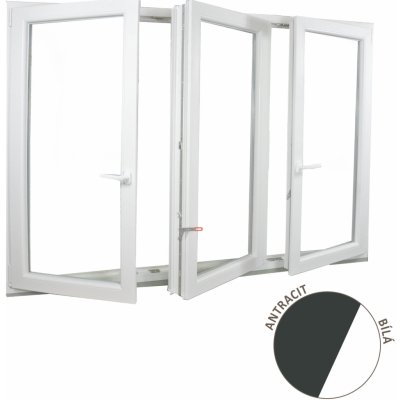 Aluplast plastové okno trojkřídlé antracit/bílé 170x140
