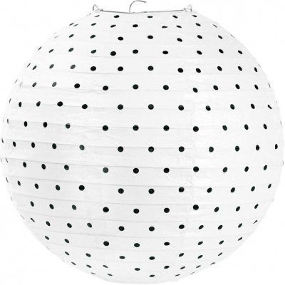 Lampion kulatý 30 cm bílý s malými puntíky – Zboží Mobilmania