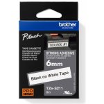 Brother TZE-S211, černý tisk bílý podklad, 8m x 6mm, extrémně adhezivní – HobbyKompas.cz