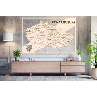 expresslaser.cz Dřevěný obraz Mapa České Republiky 150x100 cm - vlastní LOGO