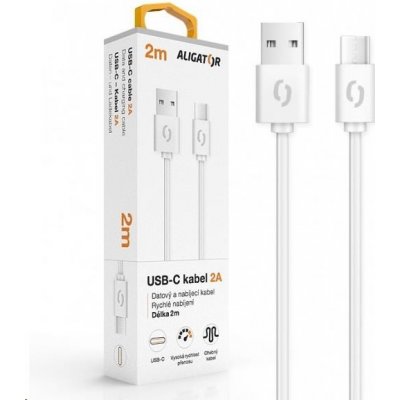 Aligator datový a nabíjecí kabel, konektor USB-C, 2A, 2m, bílá – Zboží Živě