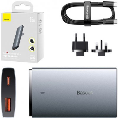 baseus Nástěnná nabíječka GaN5, 65W, 1xport USB-C, 1xUSB-A – Zboží Živě