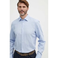 Boss lněná košile regular s klasickým límcem 50513661 modrá