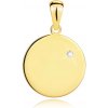 Přívěsky Šperky Eshop Přívěsek ze žlutého 9K zlata lesklý plochý kruh se zirkony S3GG253.55