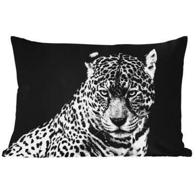 MuchoWow Vnější polštář Leopard Zvířata Černá Bílá Portrét 50x30