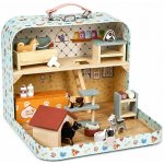 ECOTOYS EF4172 Dvoupatrový zvířecí obchod v kufříku, dřevěná sada, 23 doplňků – Hledejceny.cz